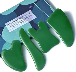 Rena Chris Guasha Massage Tool, 4 Pcs Gua Sha Facial Tool, Guasha Board for SPA Acupuncture Therapy Trigger Point Treatment, Gua Sha Scraping Massage Tool（Green）