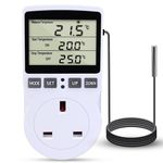 Digital Temperature Controller Plug Thermostat Outlet Socket with 1.7m Sensor 230V 16A Heating Cooling Timer Thermostat Plug, Digital Thermostat UK Socket for Greenhouse Freezer Fermentation