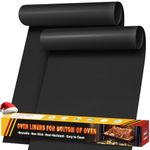 2 Pack Oven Liners for Bottom of Oven, 17"x25" Heavy Duty Non-Stick Oven Liner Mat, Reusable Heat Resistant Grill & Baking Mat, BPA/PFOA Free Roaster Liners, Fits Electric, Gas, Toaster Ovens (Black)