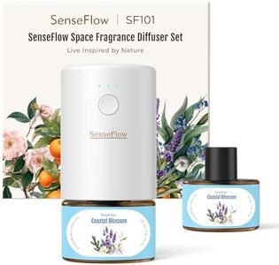 SenseFlow SF101 Pro Plug In Air Freshener, Waterless Essential Oil Diffuser, Non-Toxic Aroma Diffuser, Adjustable 120-Day Natural Scent Mist, Covers 1000 Sq Ft- Free 30ml Coastal Blossom