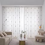 HooHero Idyllic Leaves Embroidery Small Fresh Blackout Sheer Curtains Great Classic Look Gauze Rod Pocket Top for Living Room Bedroom Balcony(1 Panel, W 100 x L 84 inch, White)