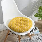 The Purple Tree Cotton Printed Round Chair Cushion Chair Pad (Pack of 1, 40X40 Cm) Outdoor Patio Chair Cushion, Quilted Chair Cushion (Yellow)