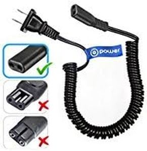 T-Power Compatible with Philips Norelco, Remington, Grundig, Braun, Eltron Shaver Power Lead Electric Shavers Razors Cable Universal Shaver Cord, Coiled Check Model List in Description