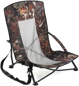 ARROWHEAD OUTDOOR Portable Folding Turkey Hunting Blind Chair with Padded Armrest, No-Sink Feet and Shoulder Strap, Camouflage, Low Profile, Mesh Seat