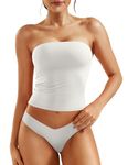 YEOREO Sophie Long Tube Tops for Women Double Lined Basic Top y2k Full Length Summer Sexy Braless Bandeau Strapless White Large