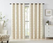 Foil Gold Blackout Window Curtains for Bedroom Living Room 108inch Long Modern Metallic Print Thermal Insulated Drapes Privacy Protection Window Treatment Sets Grommet Top, 2 Panels, Beige