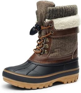 DREAM PAIRS Boys Girls Snow Boots Waterproof Outdoor Warm Cozy Anti-Slip Mid Calf Faux Fur Lining Insulated Winter Shoes for Little/Big Kids,Size 2 Little Kid,Brown,KMONTE-1