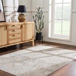 Hauteloom Parkerfield Boho Vintage Damask Neutral Color Area Rug - Farmhouse Traditional Floral Medallion Carpet for Living Room, Bedroom, Dining Room - Beige, Black, Charcoal - 18" Sample