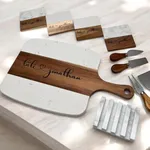 Personalized Marble Charcuterie Board with Serving Tools for Christmas - Unique Wedding, Christmas, New Home, and Bridal Shower Gifts - Natural Acacia Engraved Charcuterie Board (Personalized)