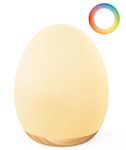 JolyWell Night Light for Kids, Baby Night Light for Nursery with 7 Changeable RGB Colours & Stepless Dimming, Rechargeable Tap Light with a 1-hour Timer & Touch Control, Portable Egg Light, BPA Free