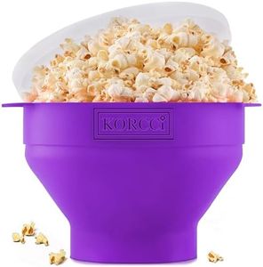 The Original Korcci Microwaveable Silicone Popcorn Popper, Microwave Popcorn Popper, Collapsible Microwave Popcorn Maker Bowl, No Oil Needed, Use In Microwave, Dishwasher Safe (Purple)
