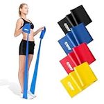 Exercise Band | 1.2m or 2m Resistance Bands for Women or Men | Long Resistance Band for Pilates & Stretching | Physiotherapy Recovery Fitness Bands (#4 Black (X-Heavy), 2m)