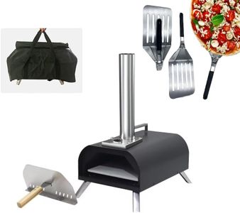 Vintage Gourmet ® Table Top Portable Outdoor Pizza Oven Premium Double Layer Wood Charcoal Fired complete with folding Pizza Peel and 11 Inch square Pizza Baking Stone & Bonus Carry bag Cover