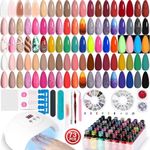 Lavender Violets Gel Nail Polish Kit with U V Light, 45 Colors Gel Polish Nail Set with Base and Matte & Glossy Top Coat Soak Off All Season Gel Nail Kit Manicure Tools Gifts for Women LA00