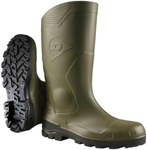 DUNLOP Flying Dee - Protective Footwear Unisex Calf Length PVC Short Wellington Boots, 100% Waterproof and Chemical Resistant, Green, 7 UK