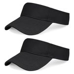 Marrywindix 2 Pieces of Black Sport Wear Athletic Visor Sun Sports Visor Hat Visor Adjustable Cap for Women and Men (One Size), Black, One Size