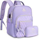 Womens Backpack Purse, Fashion Cute Bowknot Mini Backpack Purse with USB Charging Port, Waterproof Stylish Multipurpose Design Casual Daily Travel Backpack Purse Girls Handbags, 2pcs Sets, Purple