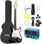 MOSEN 39in Full Size Beginner Electric Guitar Starter Kit, Beginner Starter, with Amplifier, SSS Pickups, Gig Bag, Pick, Tunner, Capo, Cable, Tremolo Bar, Wiping cloth - Black