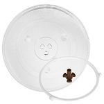 12.5"/31.5cm Universal Microwave Glass Plate Microwave Glass Turntable Plate Replacement for Kenmore, Panasonic, GE, with Microwave Turntable Coupler and Microwave Plate Roller Support Wheel Ring