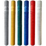 LIVOX Ring Texture Design Cricket Bat Rubber Grips for Better Shock Absorption Extra Cushioning Soft Touch (Gold, Silver, Green, Blue, Red, White, Pack of 6)