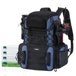 Piscifun Fishing Tackle Backpack with 4 Tackle Boxes, Rod Holders, Waterproof Rain Cover, Bottle Holder, 27L Large Storage Waterproof Fishing Tackle Bag for Fishing Gear, Camping, Black, Backpack