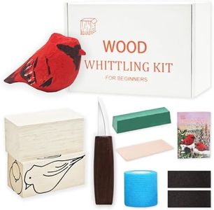Barsha Space Wood Carving Kit, Bird Carving DIY Kits for Adults,Wood Carving Tools with 1 Wood Carving Knives 2 Balsa Blocks (Cardinal)
