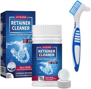 Retainer Reinigungstabletten -100 Retainer Reiniger Tablette,Zahnspangenreiniger mit Prothesenzahnbürste, mundschutz, gebissreiniger tabs, zahnschiene für Effektive Zahnpro