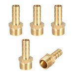 sourcing map Brass Hose Barb Fitting,Connector 8mm Barb x G1/4 Male Pipe Adapter 5pcs