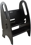 The Growing Step Stool by Little Partners – Adjustable Height Nursery, Kitchen or Bathroom Kids Footstool – Wooden Non-Tip Design for Both Toddlers & Adults (Ebony)