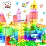 PicassoTiles 60 Piece Set 60pcs Magnet Building Tiles Clear Magnetic 3D Building Blocks Construction Playboards, Creativity beyond Imagination, Inspirational, Recreational, Educational Conventional