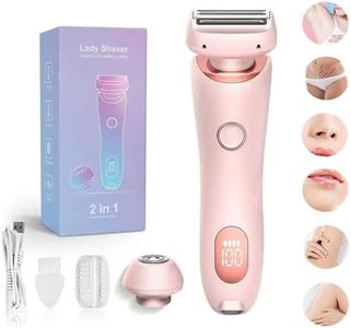 Lady Shaver for Women, 2 in 1 Waterproof Electric Women's Razor for Face Lips Arms Legs Armpits Bikini, Wet & Dry, Painless Hair Removal, Rechargeable Women's Shaver (Pink)