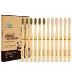 Isshah Biodegradable Eco-Friendly Natural Bamboo Charcoal Toothbrushes, FSC Certified and PETA Approved - 12 Count