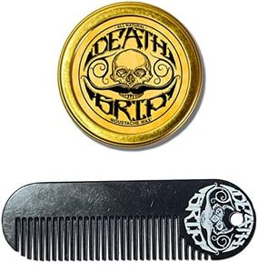 THE VINTAGE GROOMING CO. Death Grip Extra Strong Hold Mustache Wax and Death Grip Mustache Keychain Comb Set