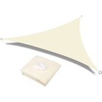 HEYOMART Sun Shade Sail Waterproof Outdoor Garden Patio Party Sunscreen Awning 2x2x2m Triangle Canopy 98% UV Block with Free Rope, Cream White