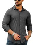 URRU Men's Muscle Fit Dress Shirts Long Sleeve Button-Down Shirts Wrinkle Free Business Casual Shirts, Black, Medium