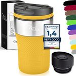 Milu Thermo Mug Insulated Mug Coffee Mug to go - 210ml 100% Leak Proof - Stainless Steel Drinking Mug - Car Mug Double Wall Insulation - Thermo Mug - Travel Mug (Mango)