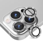 Voski iPhone 11 Pro Camera Lens Protector Sparkel Diamond Ring Metal Alloy HD Glass for iPhone 11 pro,iPhone 11 Pro Max,iPhone 12 Pro -Silver