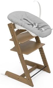 Sedia Tripp Trapp di Stokke (Oak Brown) con Newborn Set (Grigio) - Per neonati fino a 9 kg - Confortevole, sicuro e facile da usare