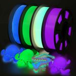 YOUSU 3D Printer Filament Bundle, PLA Filament 1.75 mm, Glow in The Dark Filament Multicolor, Blue、Green、Purple and Rainbow, Dimensional Accuracy +/- 0.02 mm, 250g X 4 Pack