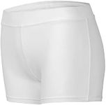 Girls Dance Shorts Spandex Gymnastics Biker Bottom for Kids, Spandex White 11-12 Years