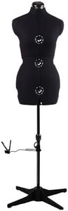 MNOXBCCO Dress Forms for Sewing, Black Female Mannequin Adjustable Size 6-14, Pin able Model Body with 13 Dials & 360 Degree Hem Guide, Up to 75" Height Adjustable for Clothing Display