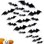 72 Pcs Halloween Bats Decorations 3D Wall Stickers, 4 Sizes Black PVC Bat Window Stickers, Suitable for Bar Home Decorations Room Decor Indoor DIY Halloween Party Supplies