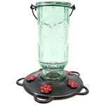 More Birds 39IN Vintage Antique Bottle Hummingbird Feeder with Burnt Penny Finish, 20-Ounce Capacity