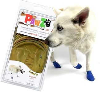 PawZ Rubber Dog Boots for Paws up to 3", 12 Pack - All-Weather Dog Booties for Hot Pavement, Snow, Mud, and Rain - Waterproof, Anti Slip Dog Socks - Medium, Camo