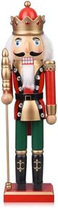 ArlinaL Christmas Nutcracker Figures 14 Inch Wooden Nutcracker King with Scepter Ornaments, Nutcracker Christmas Decor