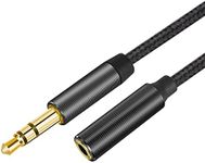 T Tersely 3.5mm TRS Headphone Extension Cable, 2M/6.6FT Gold Plated Male to Female Stereo Extender Cord Adapter, Audio Aux Jack for iPhone iPad MacBook Smartphones Tablets PC Speakers Media Players