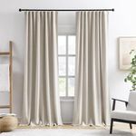 RAIN CITY Blackout Beige Curtains for Living Room 100 Inch Long 2 Panels,Linen Textured Room Darkening Drapes for Dining Room Back Tab with Hooks Boho Modern Solid Color Cottage Urban Decor 50x100