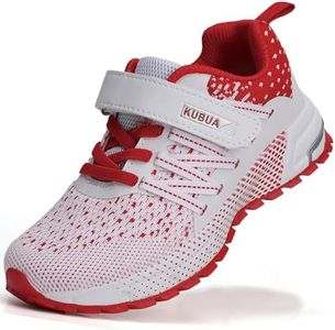 Kids Sneakers for Boys Girls Running Tennis Shoes Lightweight Breathable Sport Athletic White Red 11.5 Little Kid