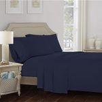 Color Sense 100% Cotton King Size Flat Sheets Only Navy, Lightweight & Breathable Percale Weave King Flat Sheet, Cool & Crisp King Size Bed Sheet Navy (102 in. x 108 in.)