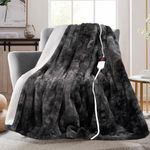 MAXEVE Electric Heated Throw Faux Rabbit Fur Blanket with 6 Heating Levels & 10H Auto Off, Fast Heating Warm Cozy Sherpa Washable Blanket with Over-Heat Protection, ETL Certification, Grey